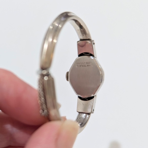 Vintage BENRUS Petite Silver Ladies Wind-Up Wrist Watch Bracelet 10K Gold filled - Picture 12 of 14